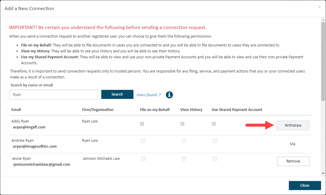 Withdraw your connection request