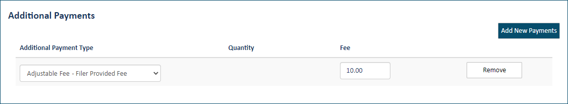Upload pane - Additional Payment