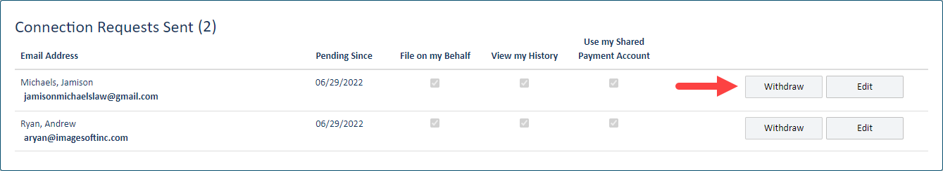 Withdraw your connection request Withdraw your connection request