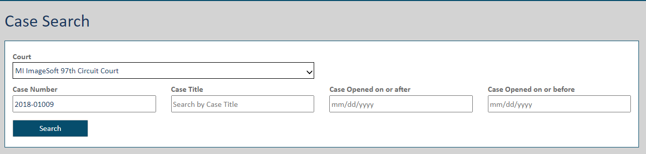 Case Search page