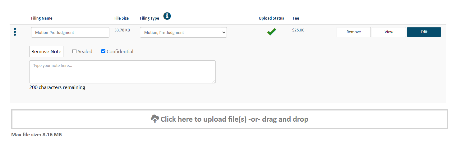 Upload pane - Notes and Attributes
