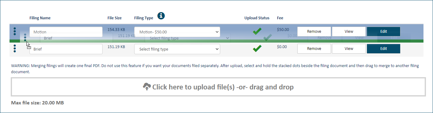 Upload pane - drag document to lead