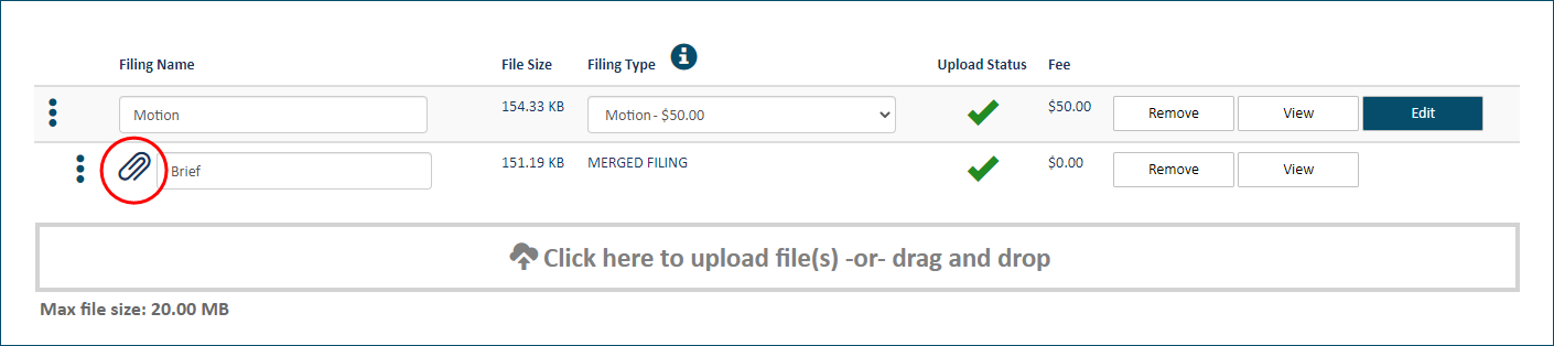 Upload pane - documents merged