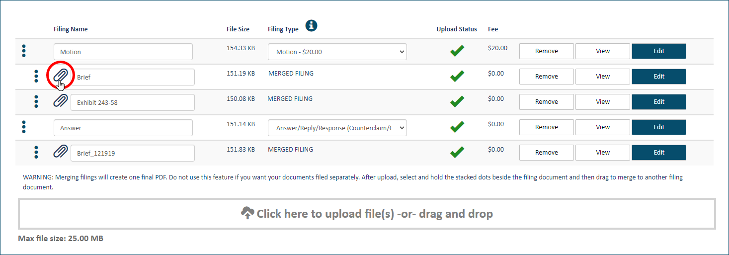 Upload pane - separate merged documents