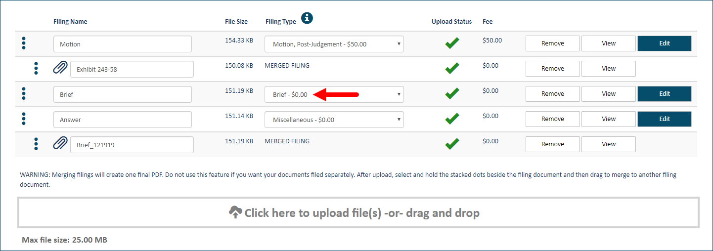 Upload pane - merged documents separated