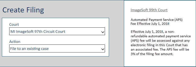 File pane - Court message pane