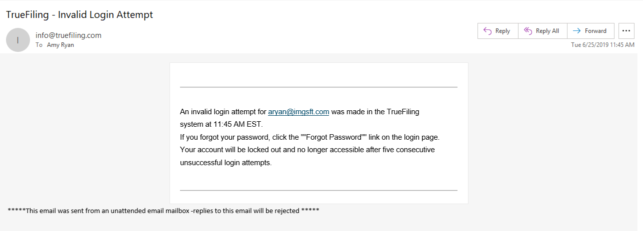 Failed login email