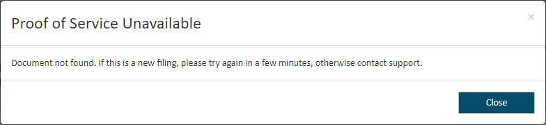 Wait a few minutes and try again Proof of Service Unavailable dialog