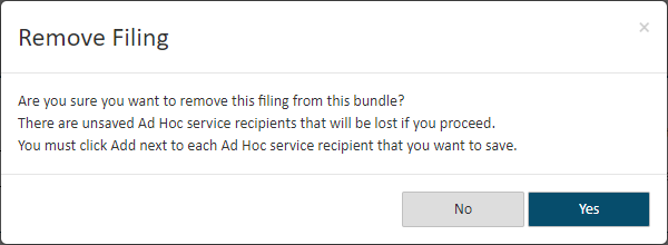 Remove filing confirmation dialog