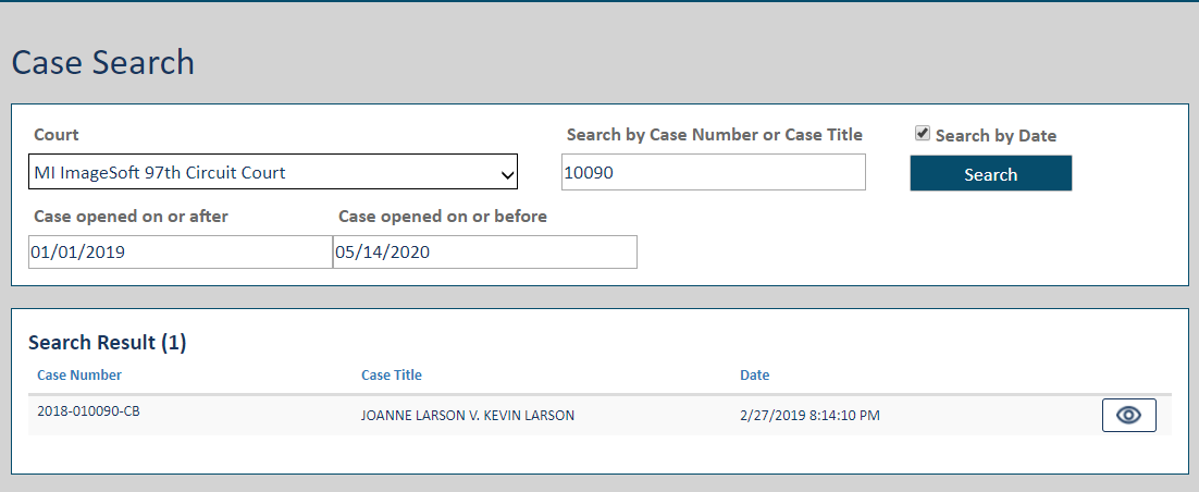 Case search page