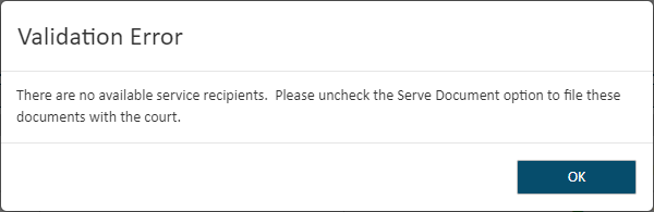 Validation Error dialog