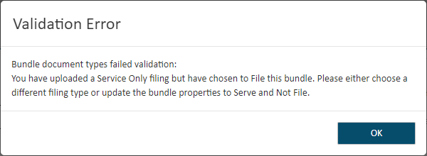 Validate submission - Error dialog