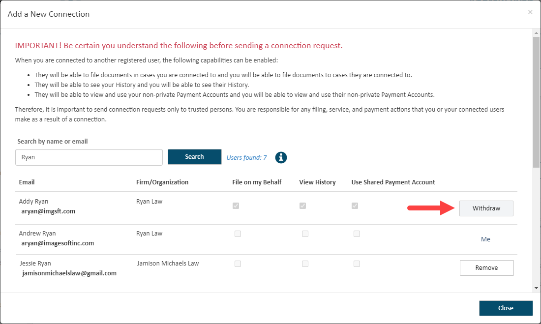 Withdraw your connection request