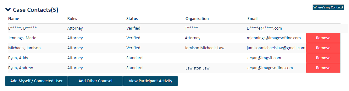 Case Contacts - Verified contact redacted