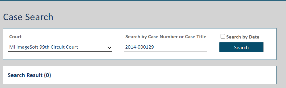 Basic Case Search page