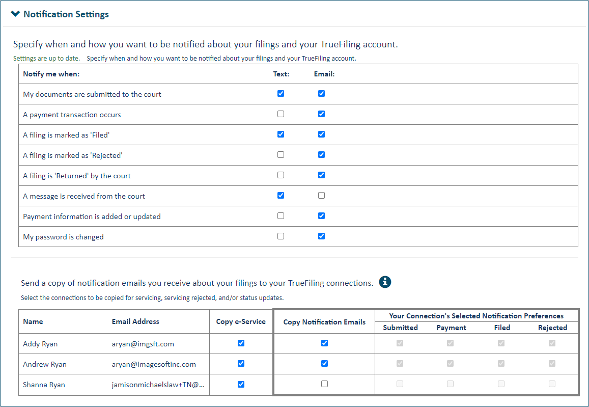 Copy e-Served documents