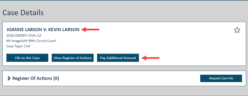 Case Details page