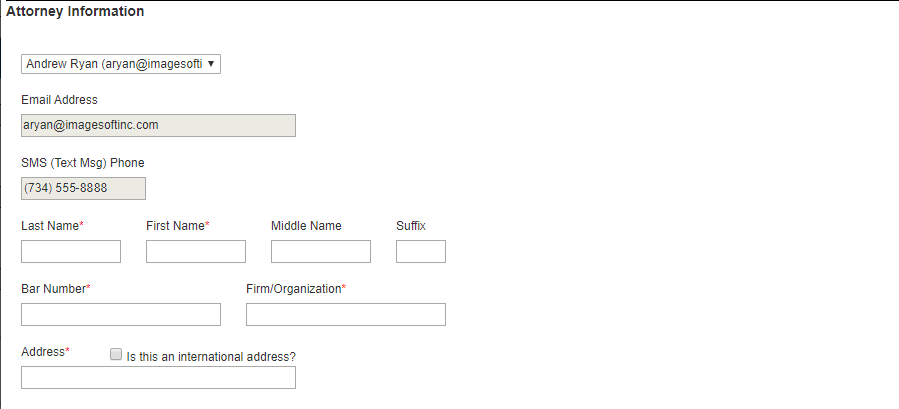 Email Address and SMS Phone fields