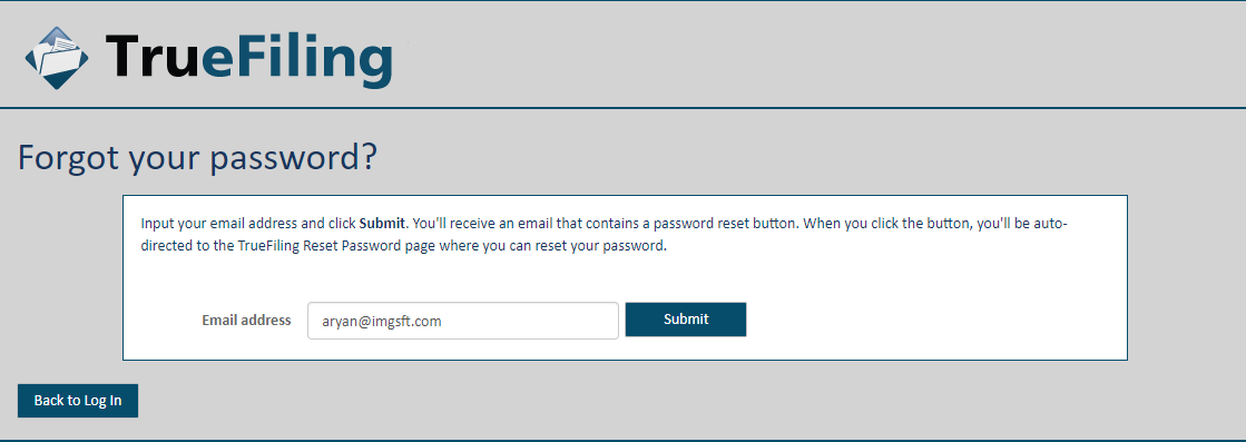 Forgot your Password page