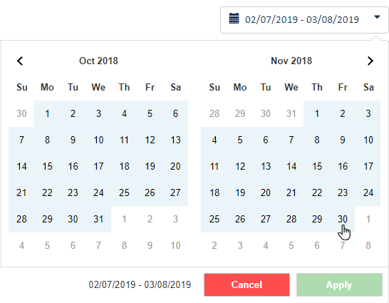 Date range end date