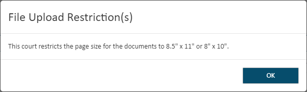 Validate submission error - upload restrictions