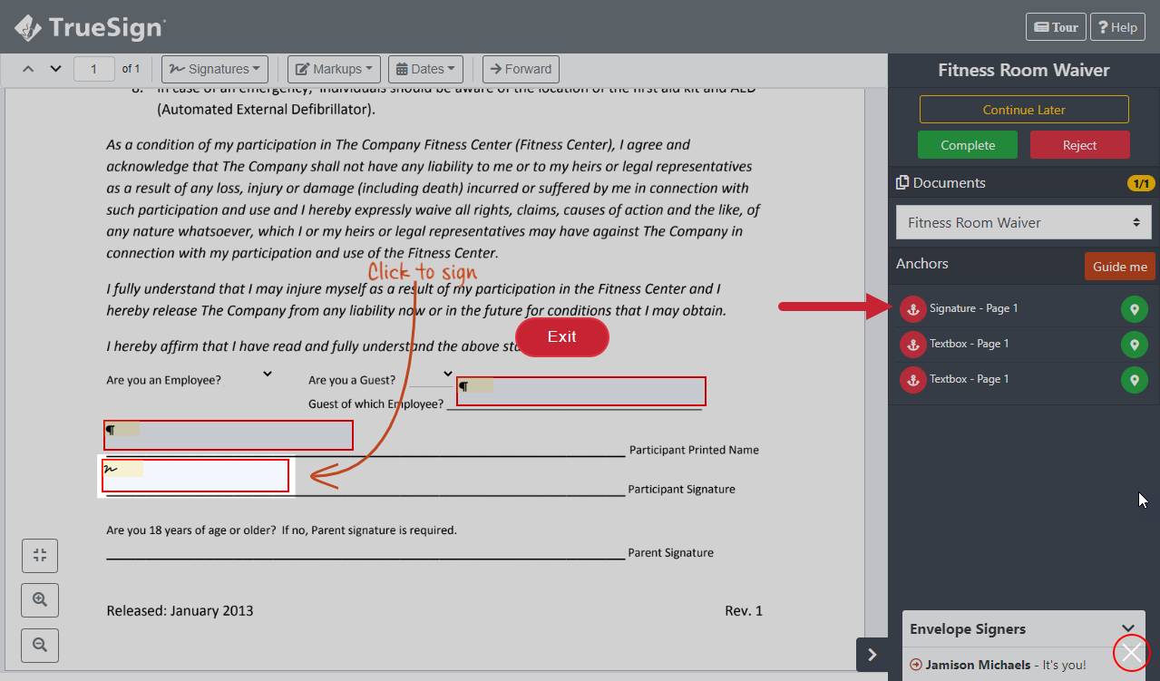 Document Viewer - signing anchor