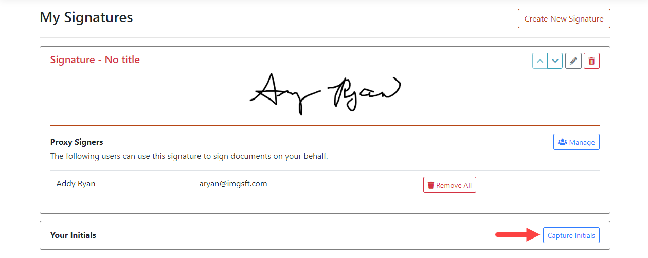 My Signatures page