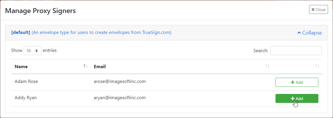 Add proxy signer My Signatures page
