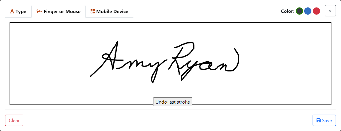 Draw your signature Signature drawing pane
