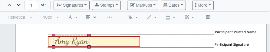 Signature set on document