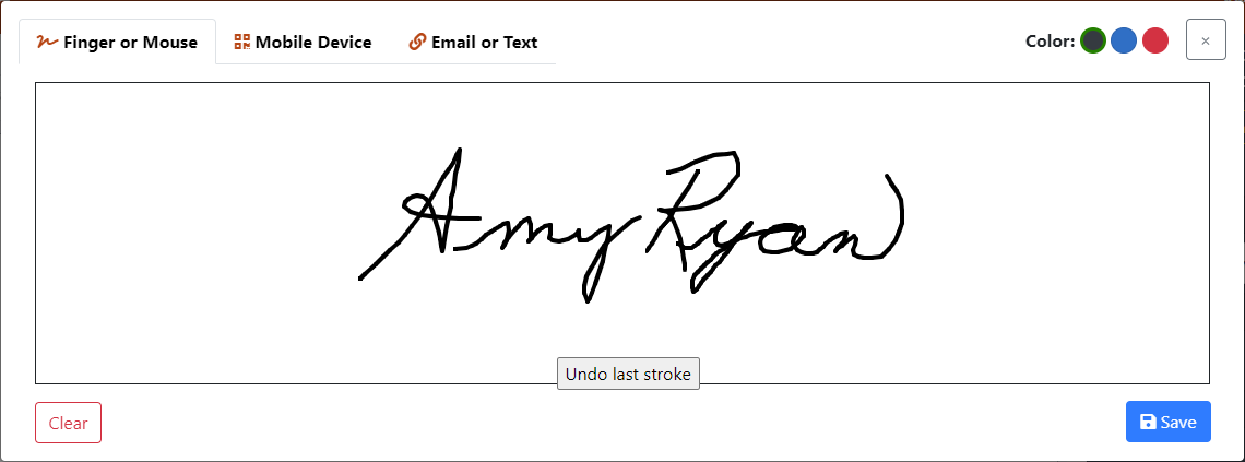 Draw your signature Signature drawing pane