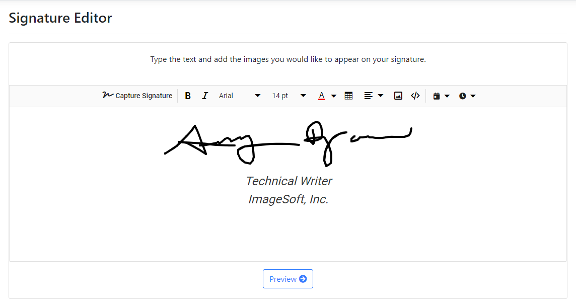 My Signatures page