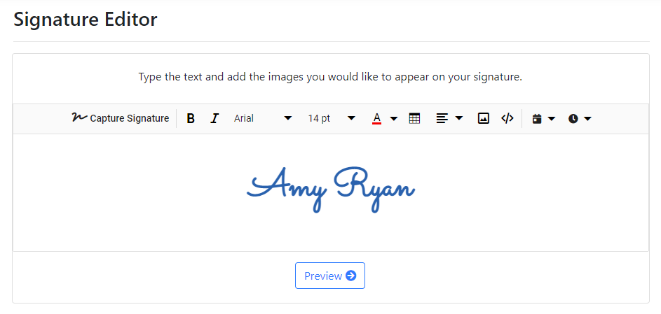 Typed signature added Signature Editor
