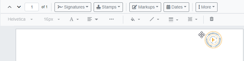 Document Viewer - stamp applied