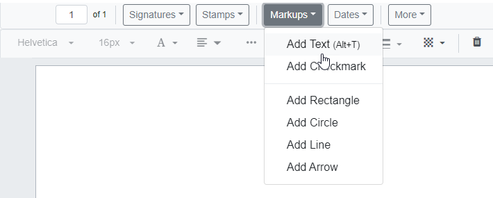 Document Viewer - Markups drop-down