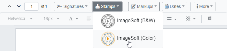 Document Viewer - Stamps drop-down