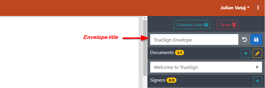 Deisnger - Envelope Title field