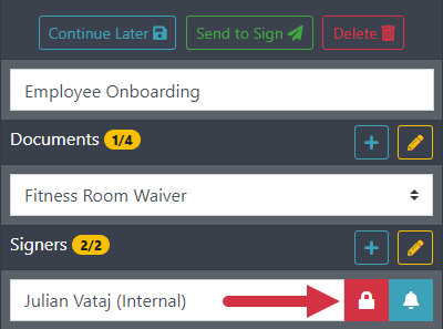 Click the Lock icon Designer right sidebar