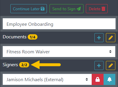 Signer is added to the envelope Designer right sidebar