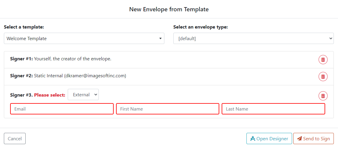 Create envelope from template Create envelope from template