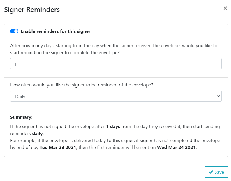 Signer reminders