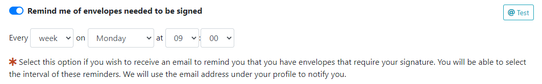 Signing reminder Signing reminder